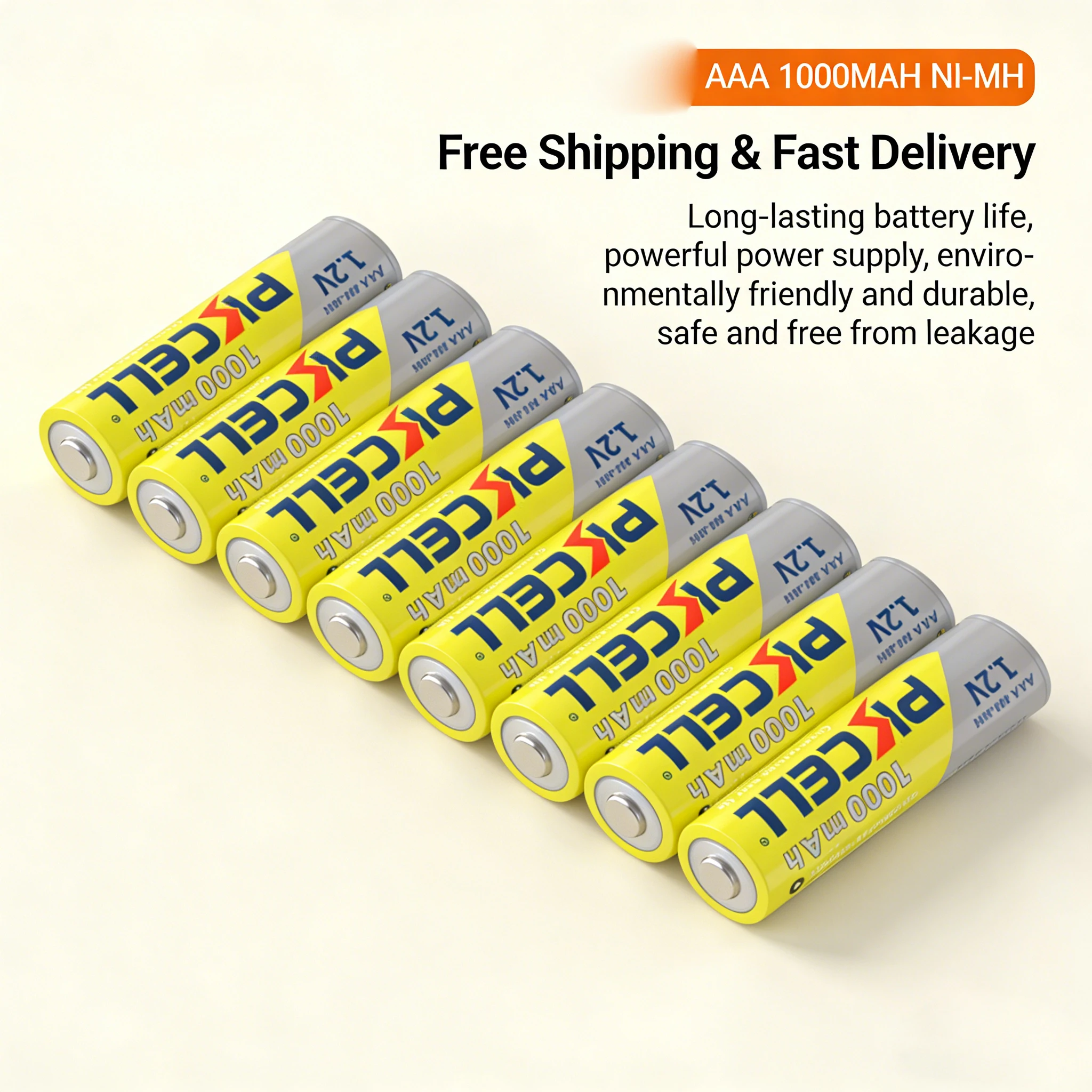 

AAA Ni-MH 1.2V 1000mAh Rechargeable Battery 1000 Cycles For Remote Control Toy Keyboard