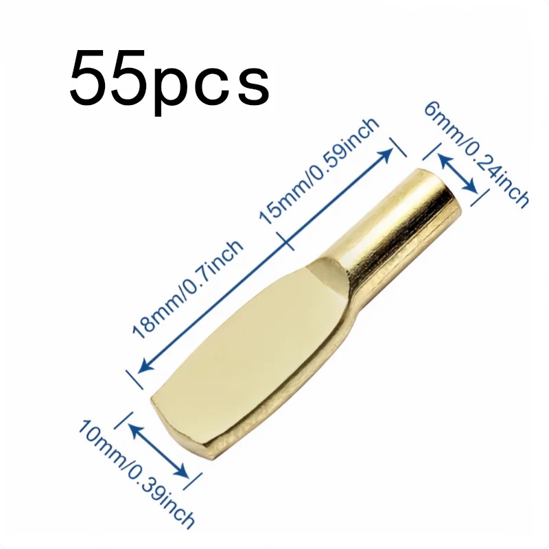 5mm Standard Peg Size 6mm Iron Cabinet Pins 55 pcs, perfect for Wardrobe Layer Pins, Gold Plated Finish
