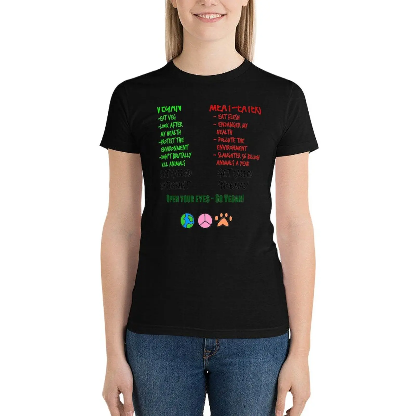 

Open Your Eyes - Go Vegan! T-Shirt Female clothing vintage clothes clothes for Women
