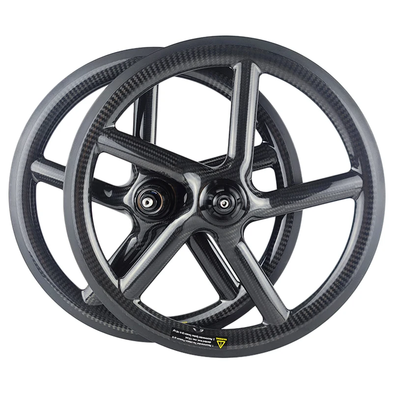 AliExpress Beskardi Folding Bicycle 16inch 349 5 spokes 7 Speed Carbon Wheels Five spokes 74/112mm Rim Brake T700 T800