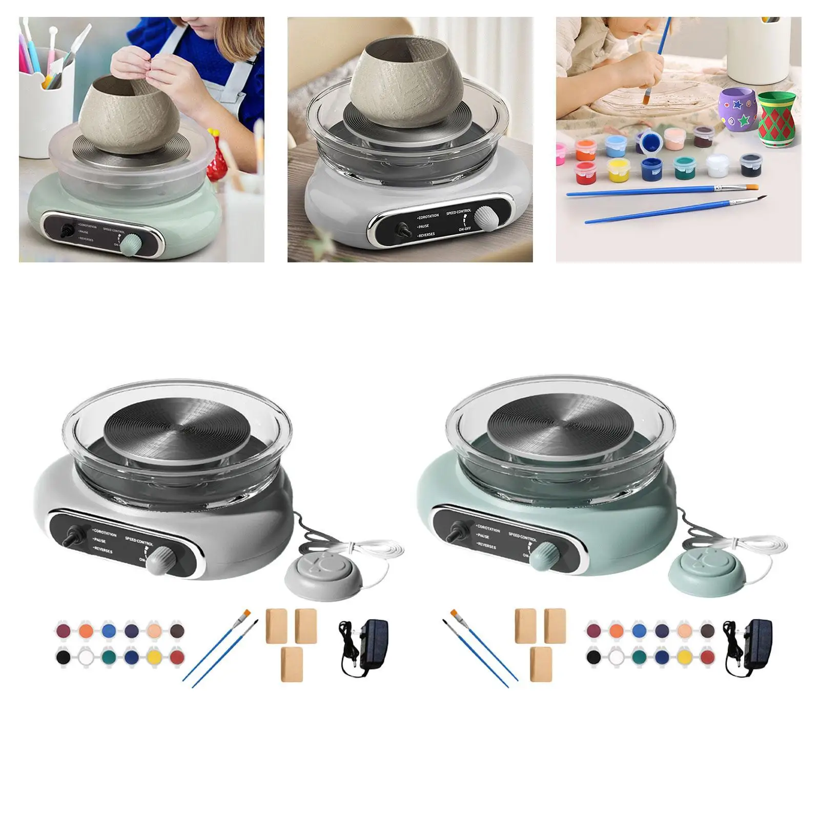 Mini Pottery Wheel Kit Clay Making Adjustable Speed Compact Professional Electric Clay Wheel for Kids Adults DIY Craft Projects