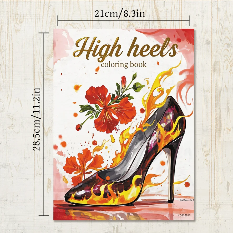 High Heels and Flowers Adult Coloring Book - 8.3x11.2 inches Stress relief coloring book 22 pages of art therapy illustrations