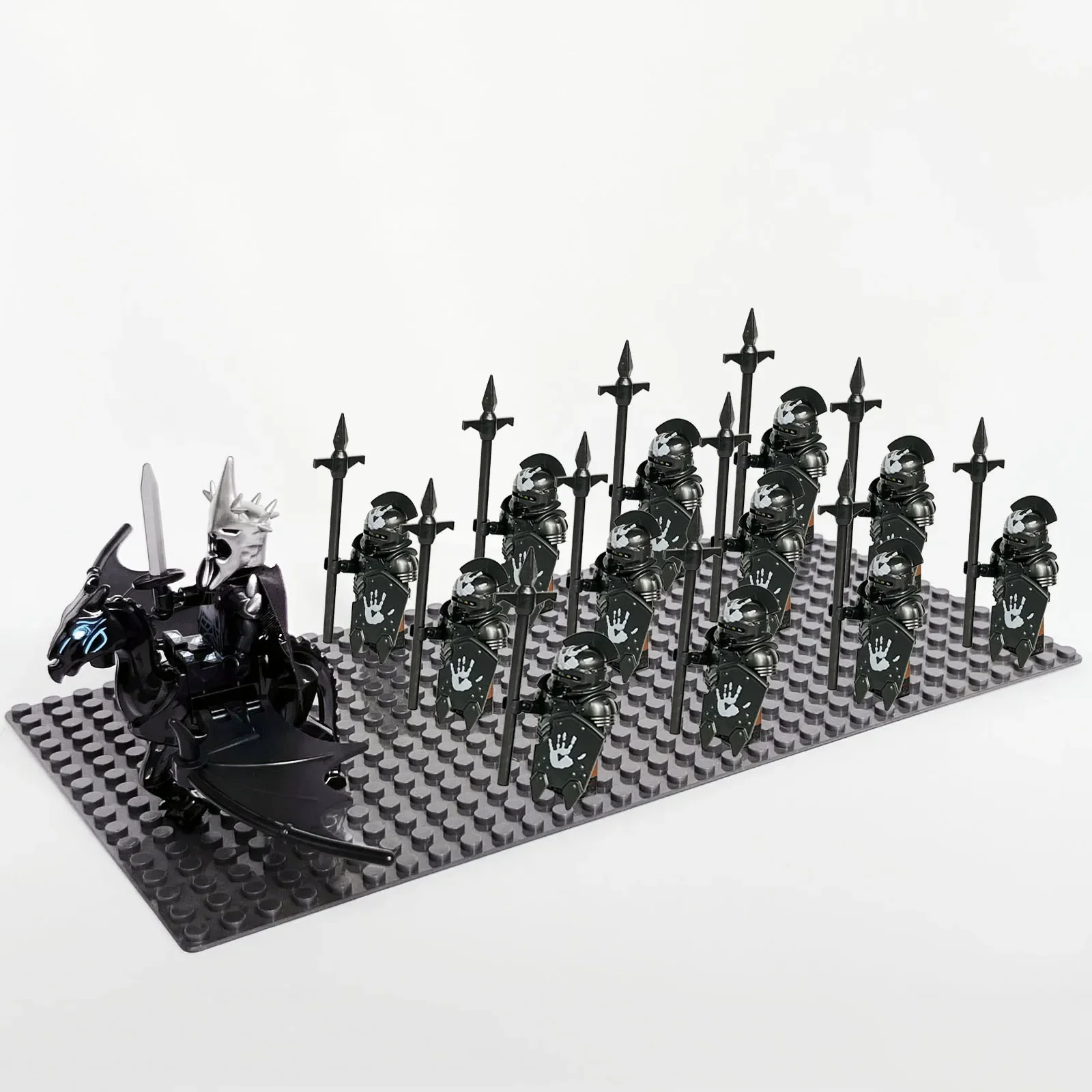 13 sztuk zamek rycerz Rohan Azog Orcs pół bestia armia człowieka Elf strażnicy rzymski żołnierz Minifig klocki do budowy dla dzieci