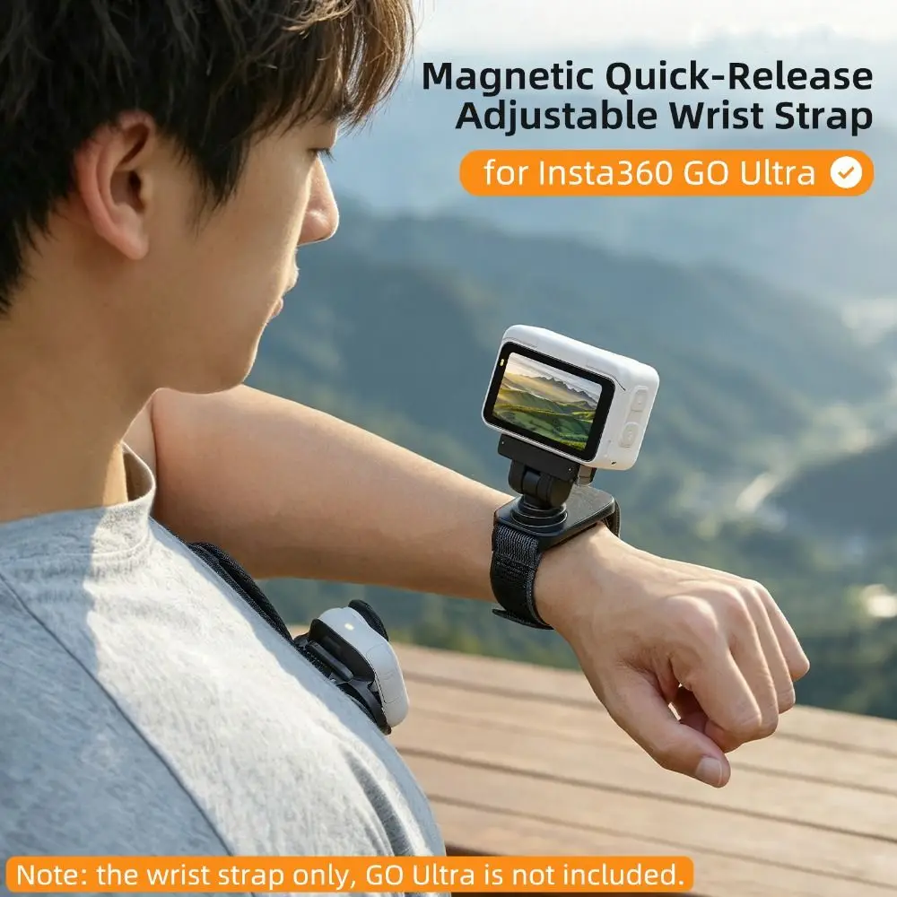 Quick Release Magnetic Wrist Strap Elastic Lightweight Wristband Mount Adjustable Hand Strap Bracket for Insta360 GO Ultra