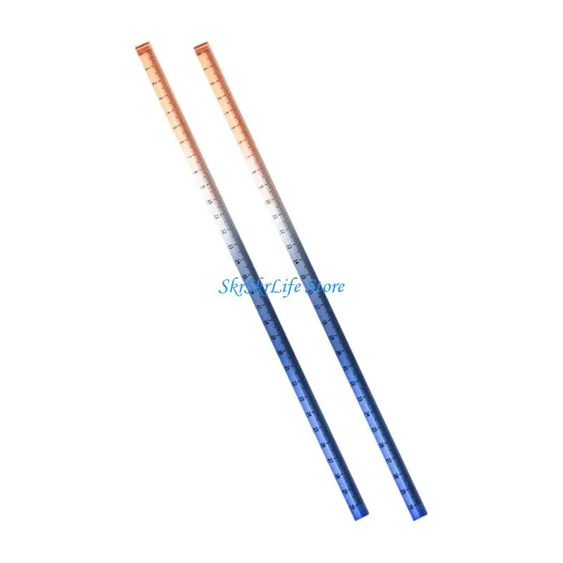 E65E 2 Buah Penggaris Warna-warni Bening Penggaris Akrilik Anak untuk Sekolah, Penggaris dengan Milimeter dan Inci,