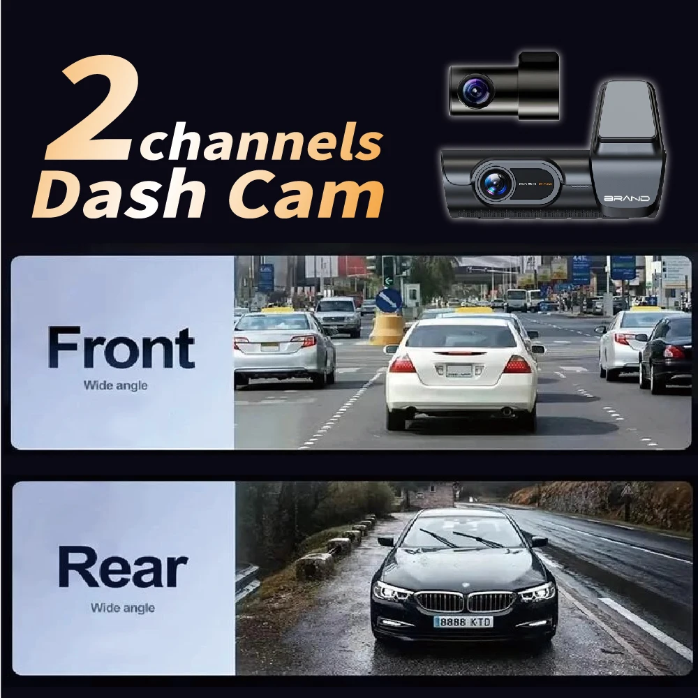 3.6Inch IPS ADAS UHD 4K Dash Cam WiFi Car DVR Front Rear Dual Lens Wide Angle Super Night Vision Loop Recording