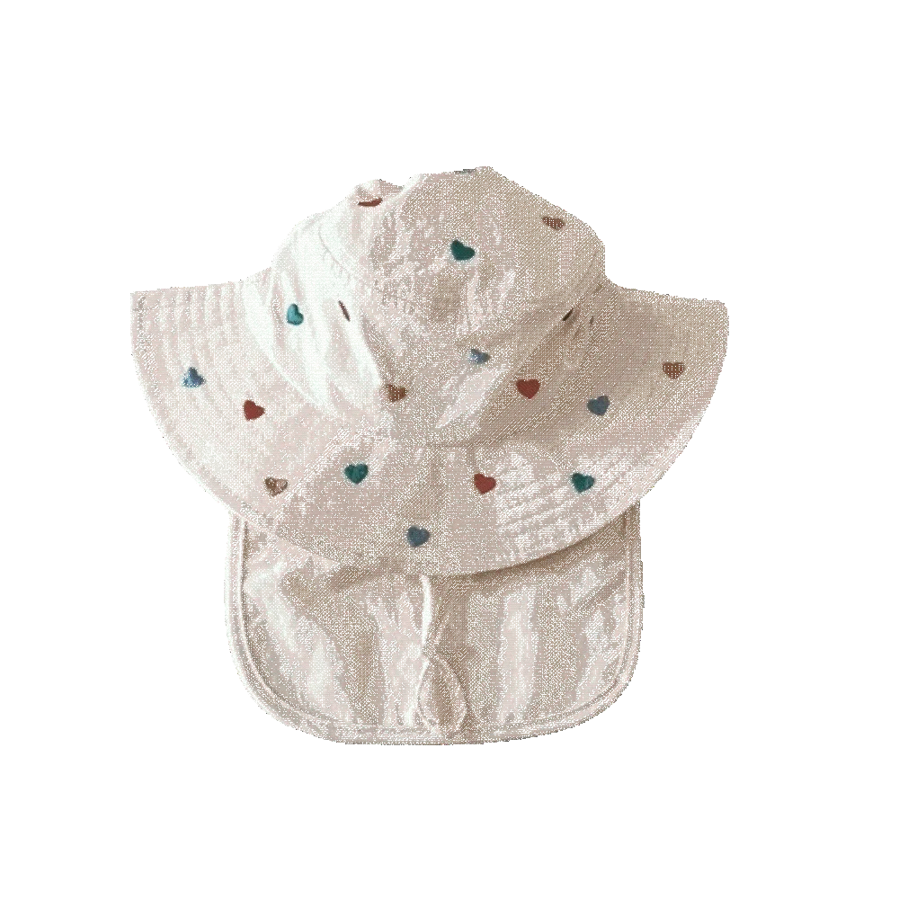 

Full Print Polyester Children Sun Hat Cartoon Print Embroidery Design Panama Cap Broad Brim Neck Protection Fisherman Hat Summer