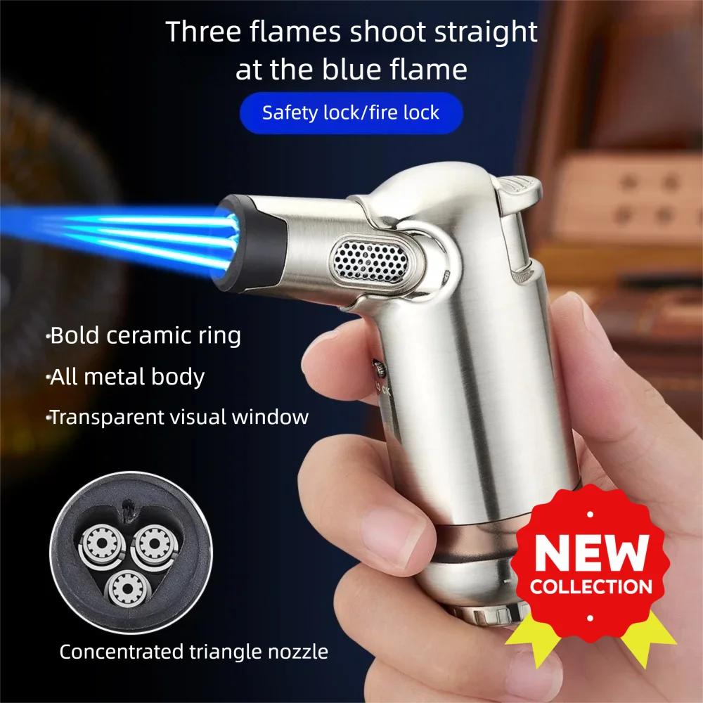 

ZBHJ-182, Зажигалка с четырьмя прямыми пламенями, для моксотерапии, для улицы, для барбекю, для сигар, для подарков, для коллекции, зажигалка