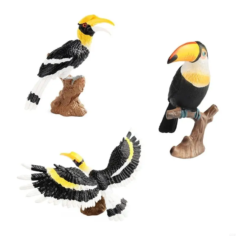 4XFE Bird Toucan Figurine Toy Solid Model Figure Realistic Wildlife Collectable Figure Toy Aquariums Gear Store Supplies