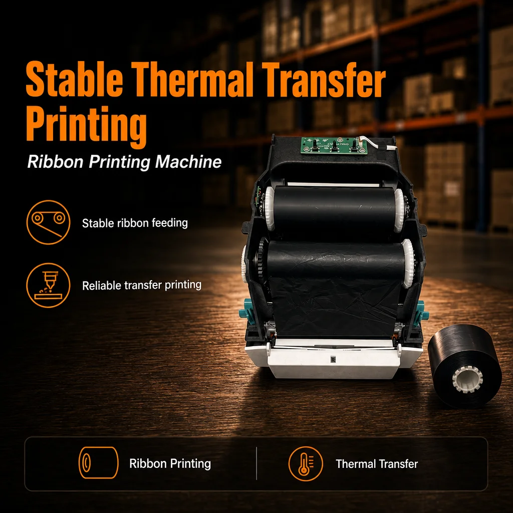 Cost-effective 110mm Wireless Thermal Shipping Label Transfer Sticker Printer 300dpi Supports Ribbon/Cloud/Air Printing