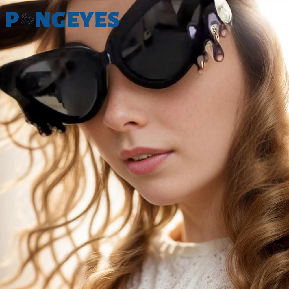 

2024 Trendy Cat Eye Sunglasses Women Luxury Brand Designer Drop Tear Rhinestone Sun Glasses Female Party Eyewear UV400 Shades