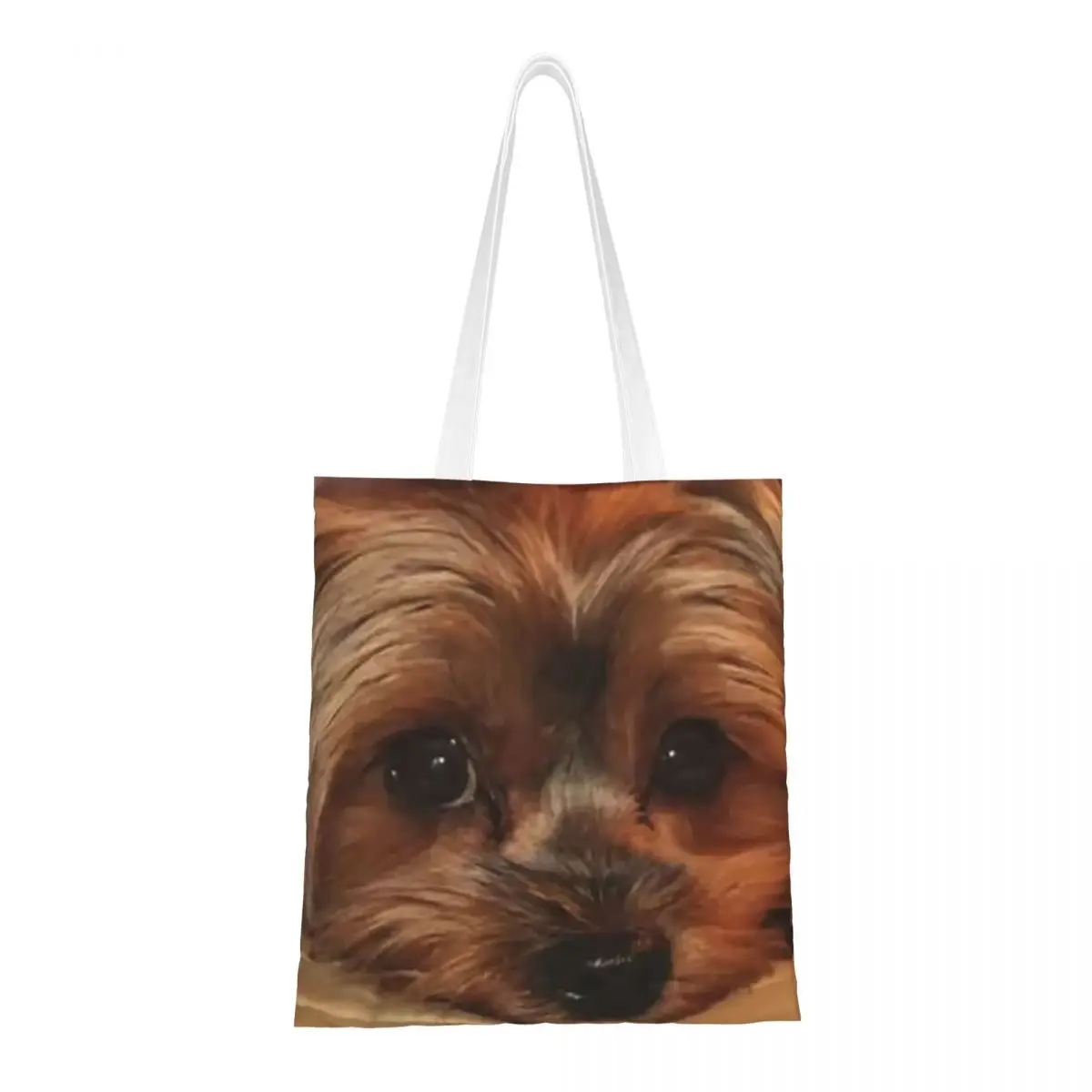 Yorkshire Terrier Yorkie Dog Shopping Bags Ladies Canvas The Tote Bag Foldable Women Shoulder Tote Travel Handbag