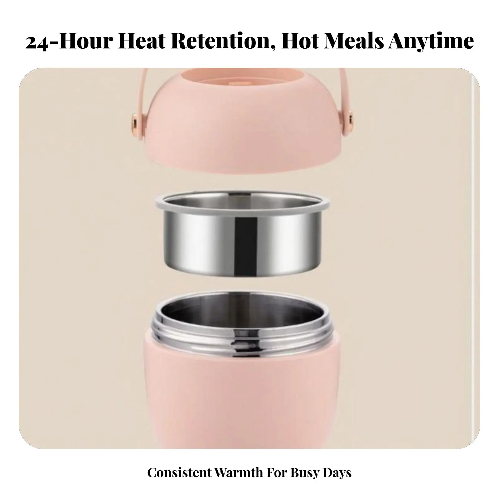 304 Stainless Steel Lunch Box, 24-Hour Insulation, Large Capacity, Leakproof, Portable Bento for Autumn Winter Meals view 3