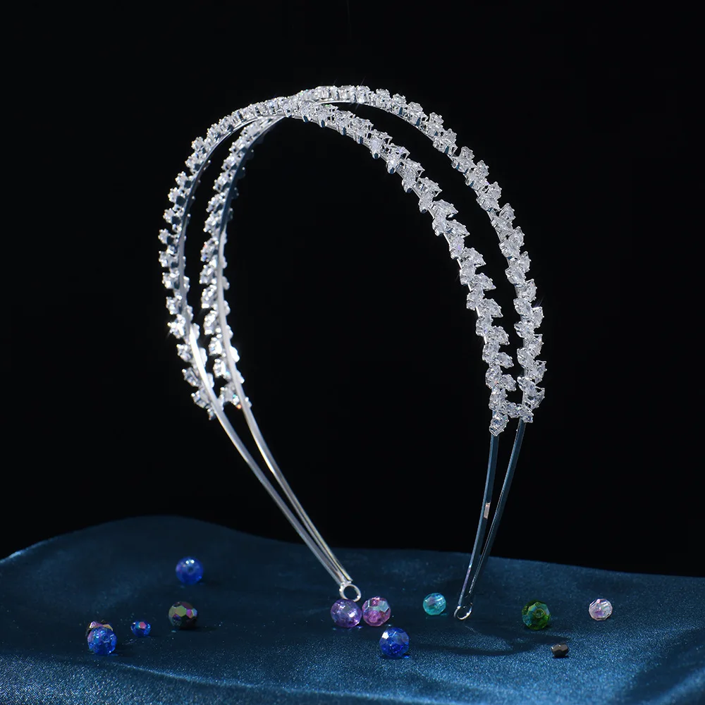 Bridal Headband For Wedding Hair Jewelry Headpiece Luxury CZ Zirconia Bride Crowns Tiaras For Women Diadem Party Prom Headdress