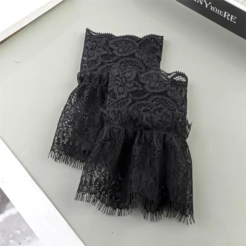 Women Fake Arm Sleeves With Short Tassels White And Black Pleated Cuff Beautiful Lace Accessories Outdoor Embellishments