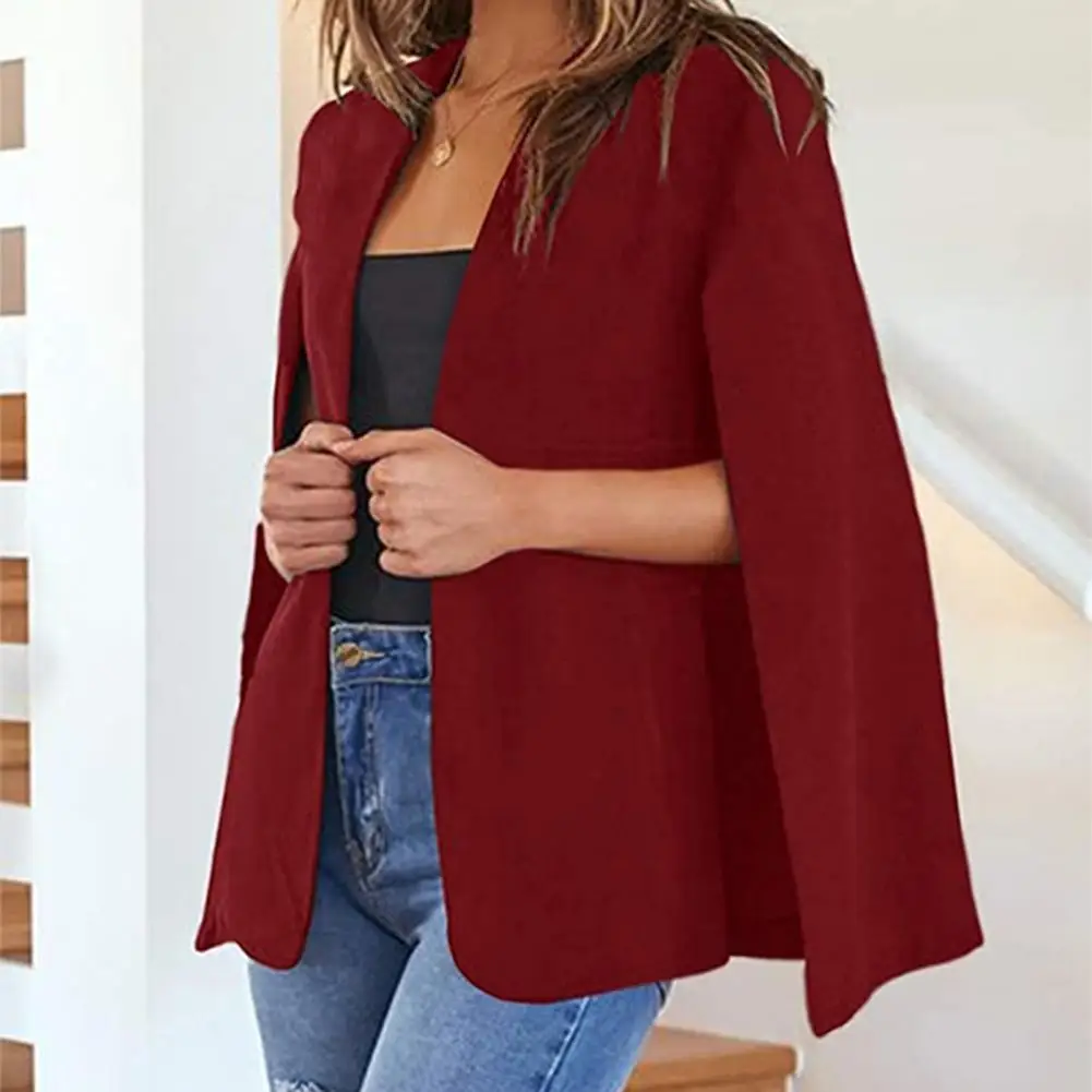 

Shawl Collar Split Sleeve Cloak Blazer Cape New Women's Spring Solid Color OL Suit Jacket Coat