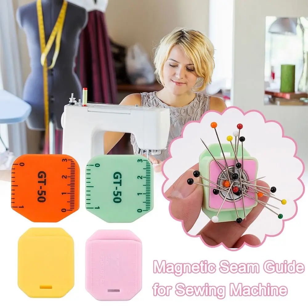 Anti-Slip Grip Sewing Magnetic Seam Guide Anti-Curling Locking Sewing Ruler DIY Crafts With Scale Magnetic Seam Guide