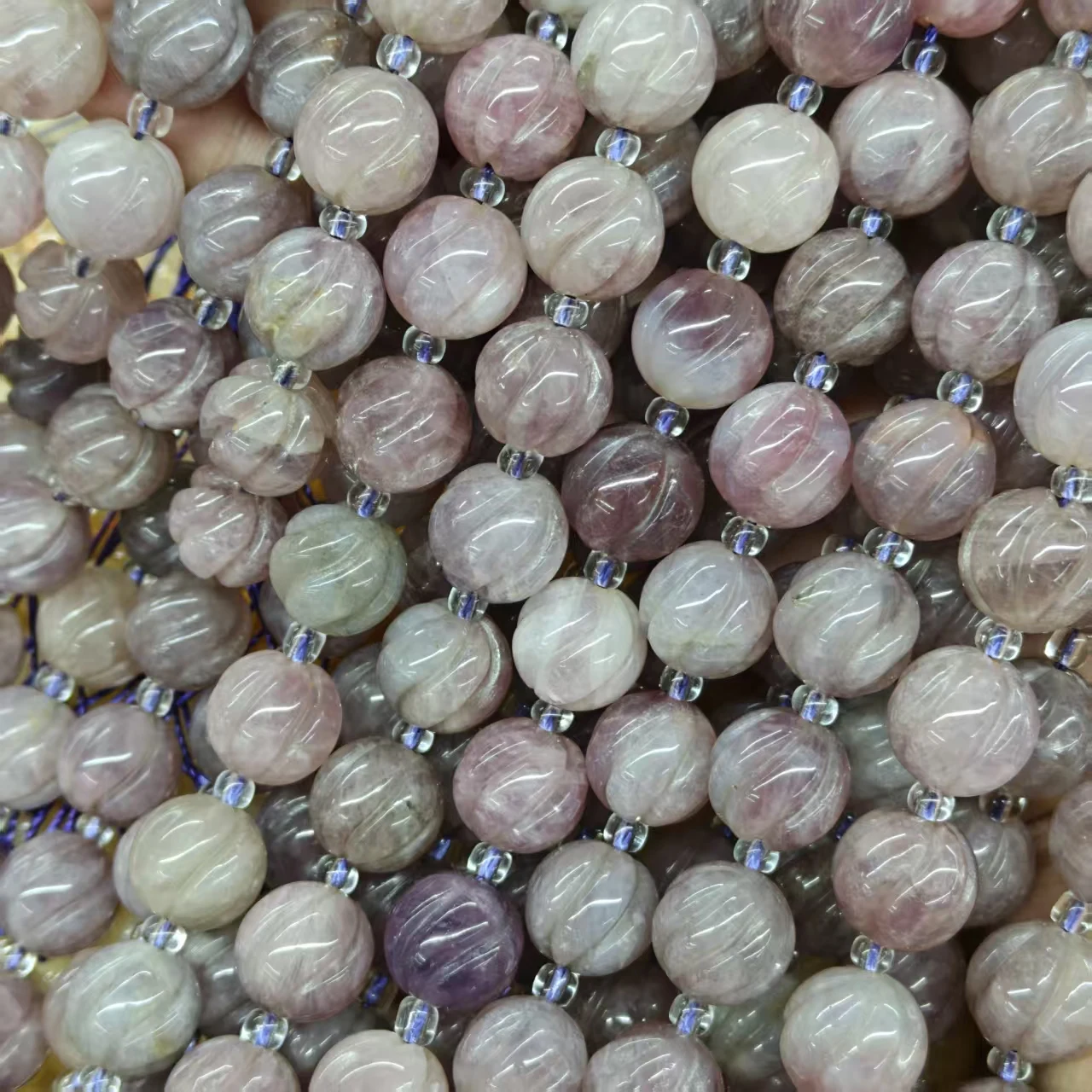 Natürliche AAA-Rotationskürbis-Perlen aus lila-rosa Rosenquarz, glatte, runde, lose Perlen für die Schmuckherstellung, Design-Armband, elastischer Schmuck – Detail 6