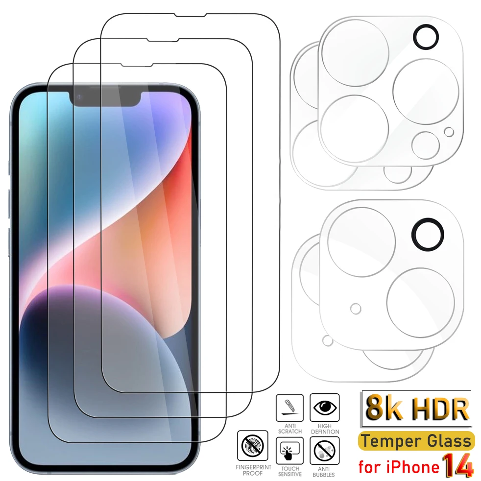 Vidro Temperado HD para iPhone, Protetor de Tela, Vidro Duro para iPhone 14 Pro Max Plus, Filme Da Lente Da Câmera, iPhone 14 Série, 2em 1