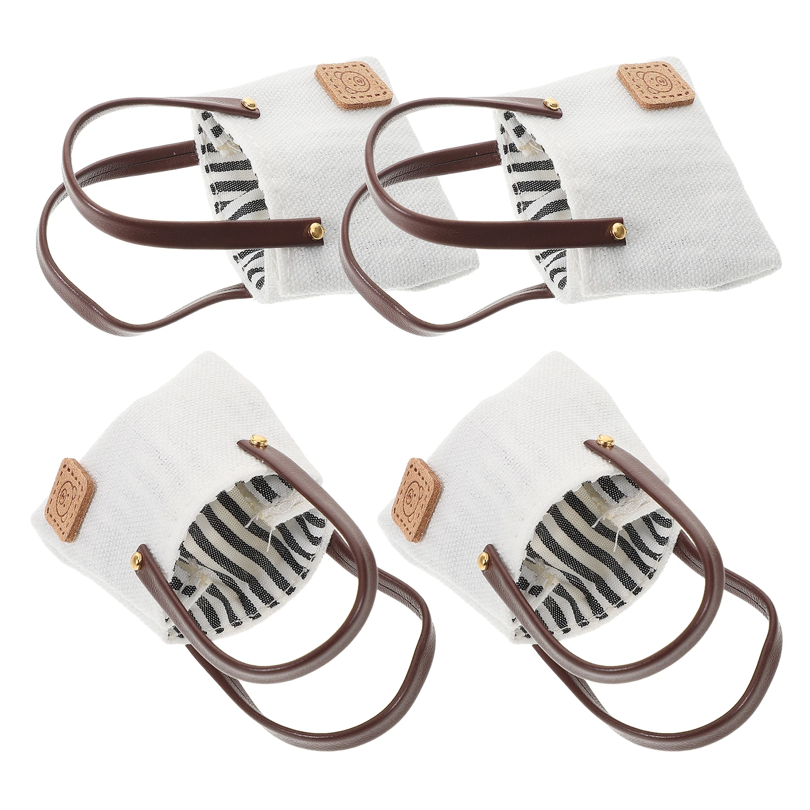 

4Pcs Miniature Bags 1:12 Scale Tiny Single Shoulder Decorative Canvas Bags for Dollhouse Layouts and Photography Props