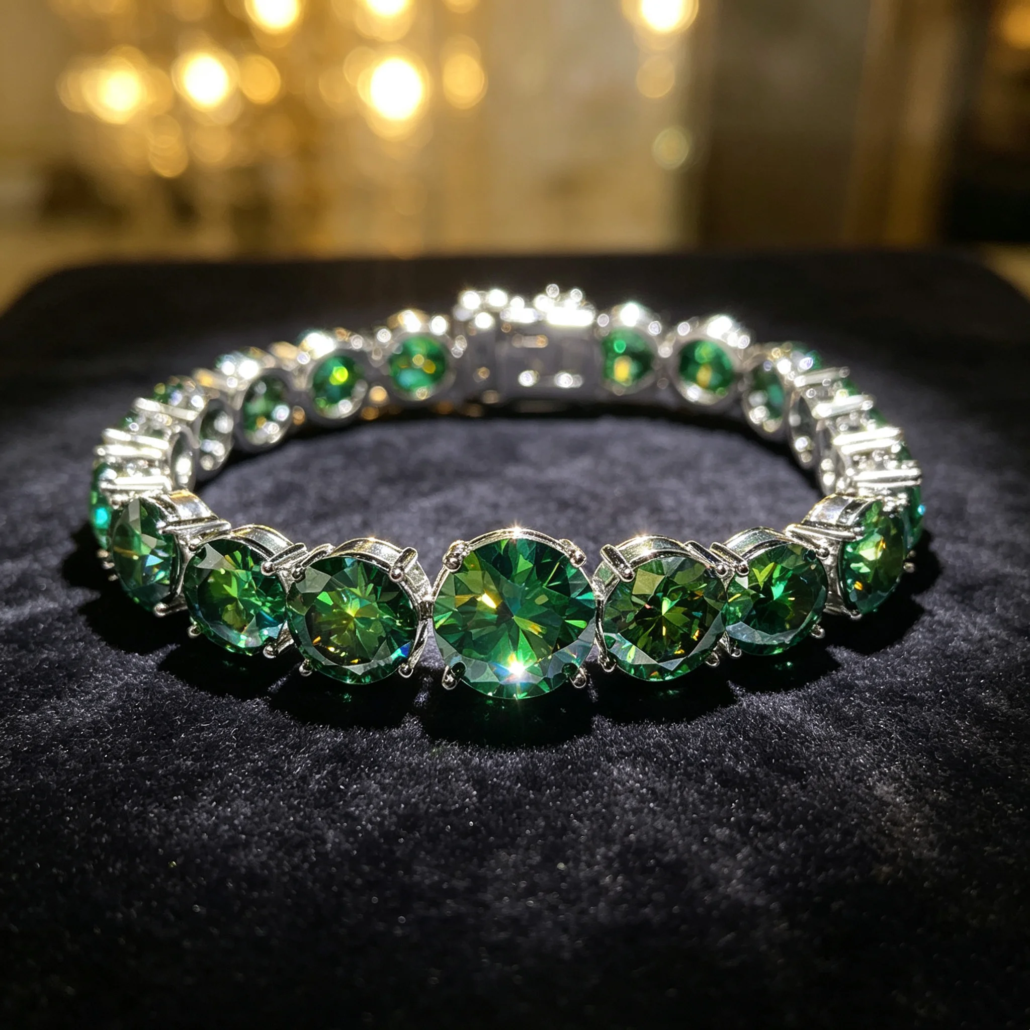 Butterflykiss Green Moissanite Lab Diamond Tennis Chains Bracelet Luxury S925 Silver Moissanita Gemstone Hand Chain Fine Jewelry