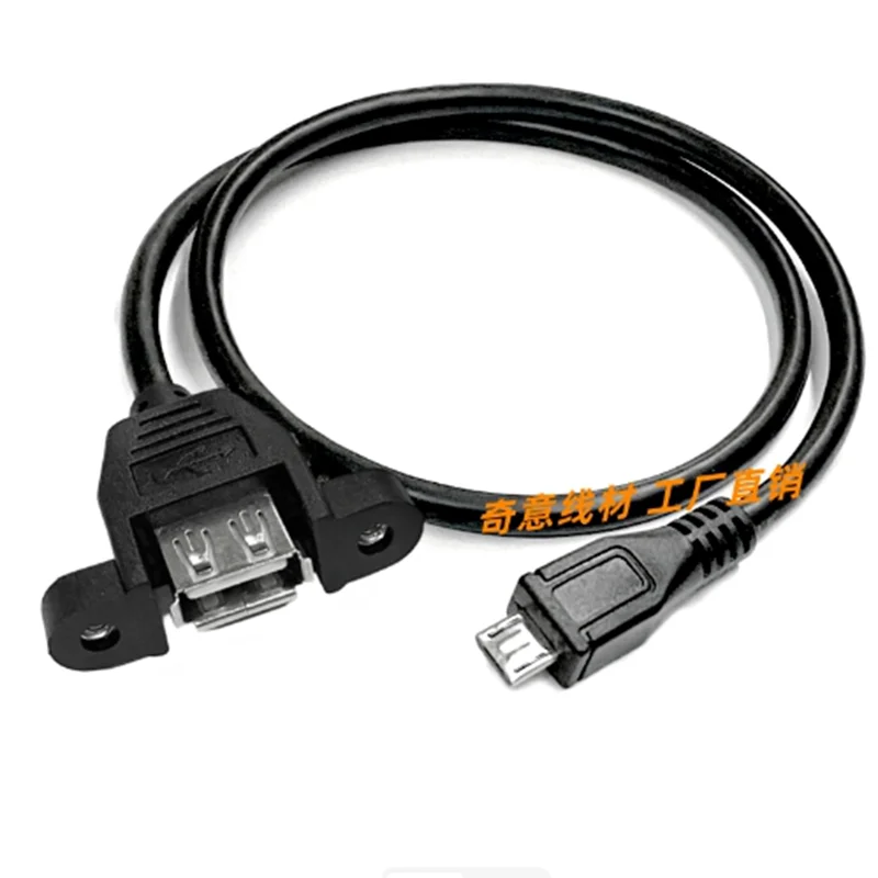 For Computer USB 2.0 Female to Micro Male Extension Cable With Panel Mount Screw Hole Lock Connector Adapter Connector