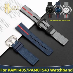 Nylon Patterned Rubber Watch Strap For Panerai Submersible Series PAM1466/1405 PAM01391/1543 Watchband 24mm Waterproof Bracelet