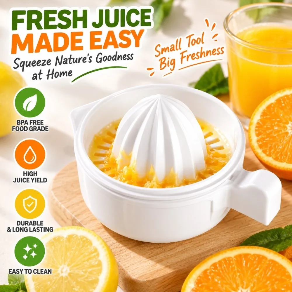 Practical Plastic Manual Citrus Juicer White Hand Operated Lemon Squeezer Easy Clean Reusable Fruit Press Juice Making