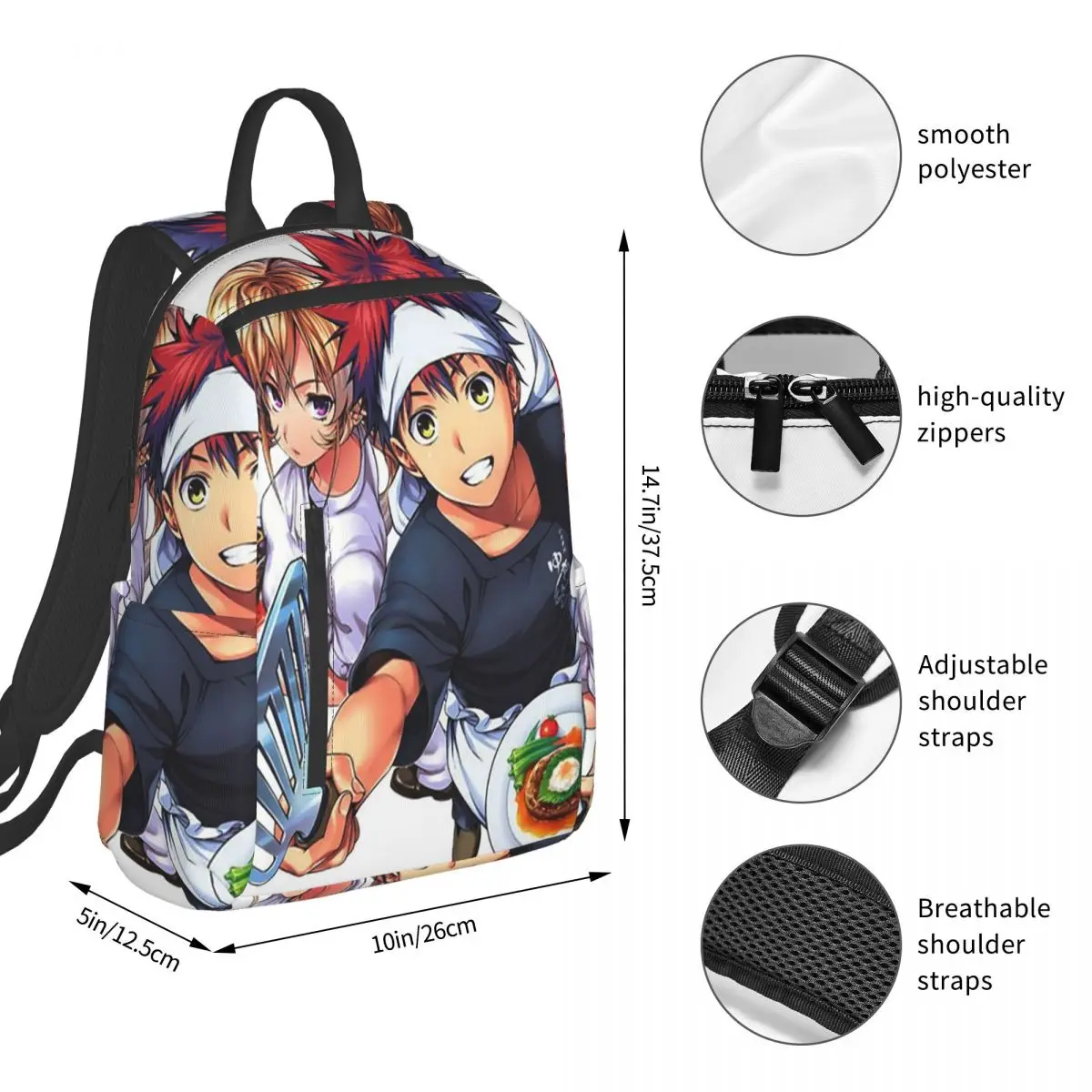 Food Wars Shokugeki No Soma Anime Backpack Student BookBag Kids School Bag Computer Shoulder Bags Boys Girls
