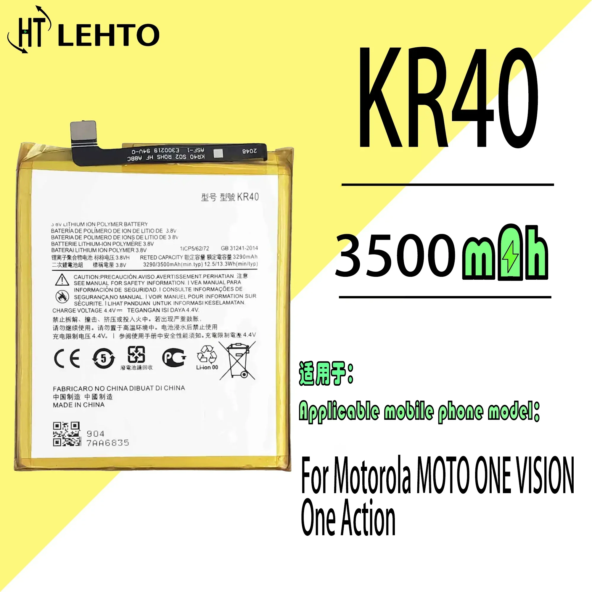 Original New KR40 Battery For motorola Moto One Action XT2013-1 / One Vision XT1970-1 Replacement Smart Phone Batteira Batteries