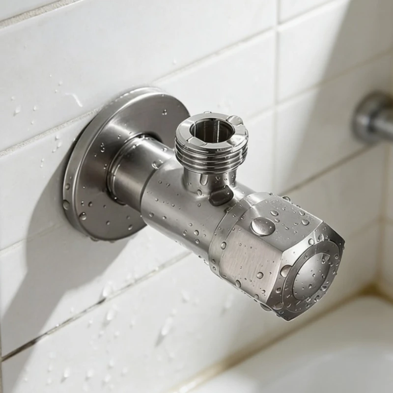 High Temperature Resistant Hexagonal Thickened Hot and Cold Water Inlet Valve Stainless Steel Triangle Valve Water Stop Valve