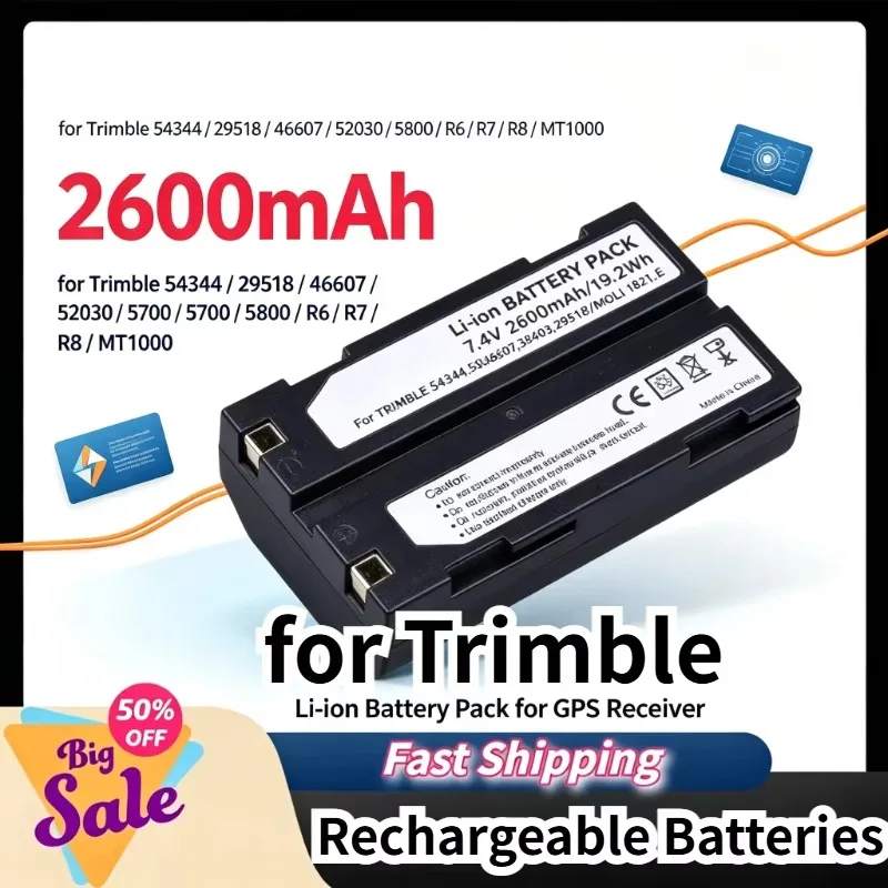 Brand New 2600mAh Lithium-ion Rechargeable Battery for Trimble 54344 29518 46607 52030 5700 5800 R6 R7 R8 MT1000 GPS Receiver