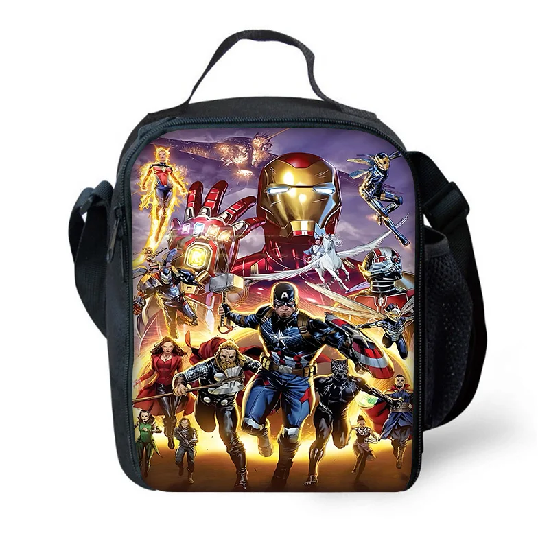 Marvel Cartoon Avengers Criança isolada saco de grande capacidade, estudante, piquenique ao ar livre, reutilizável, refrigerador térmico, lancheira, menino, menina