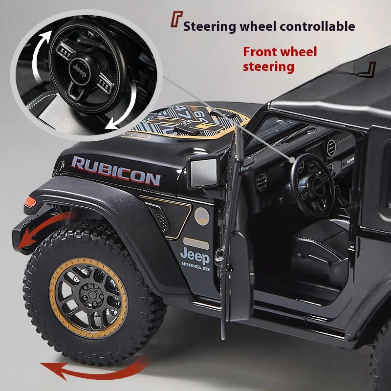 1:18 Scale Jeep Wrangler Alloy Model Car Toy with Sound & Light Effects - Perfect Gift for Kids & Collectors!