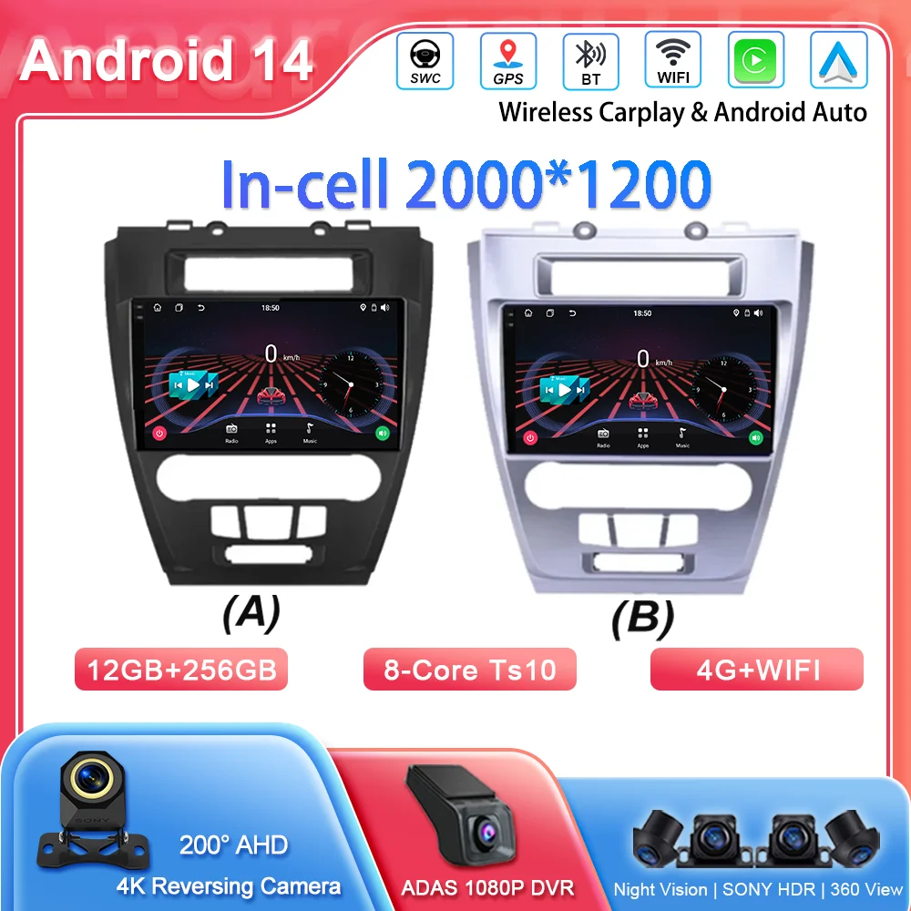 

Автомобильный радиоприемник Android 14, стерео для Ford Fusion Mondeo Mustang 2009 2010 2011 2012, авто GPS-навигация, мультимедийный плеер, головное устройство