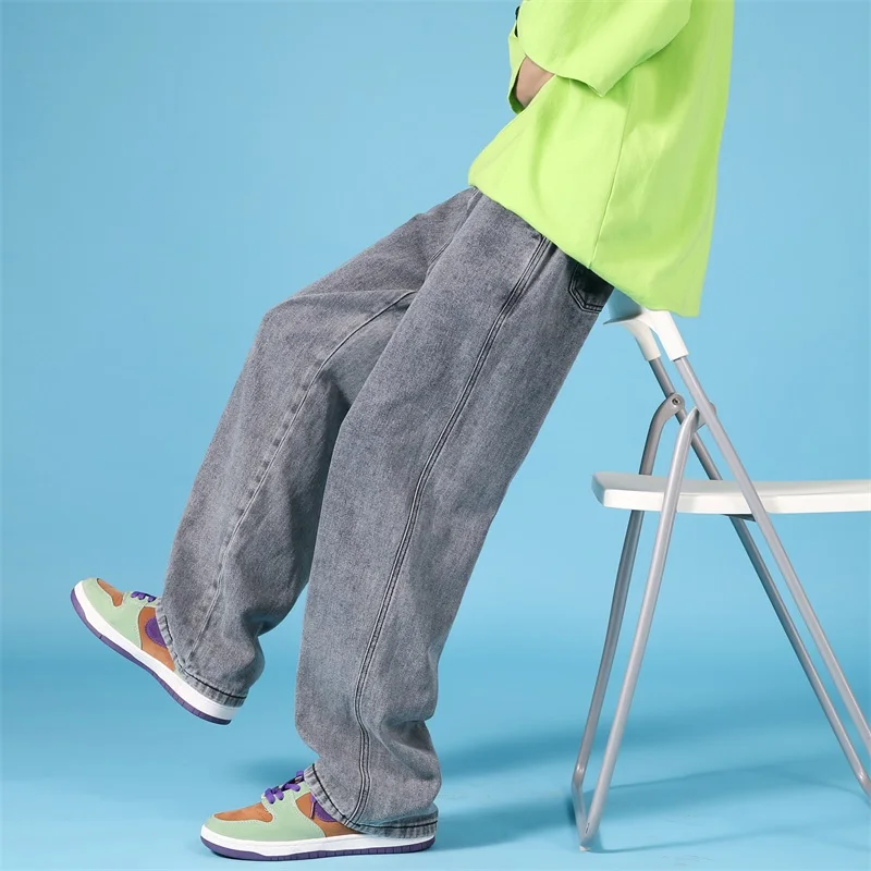 Spring Wide-leg Jeans Men's Fashion Casual Korean Jeans Men Streetwear Loose Hip-hop Straight Denim Trousers Mens Jeans Pants