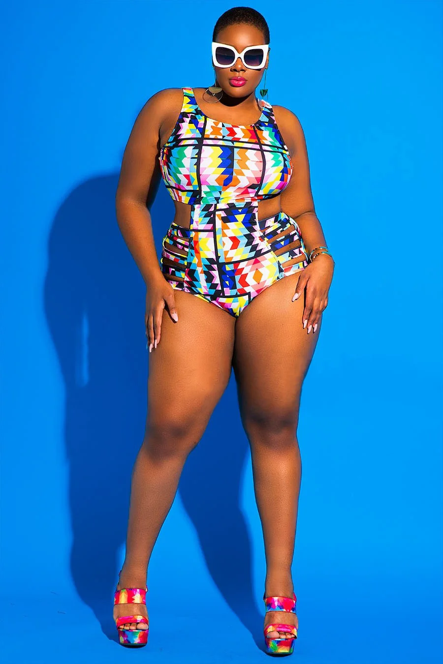 Plus Size Swimwear Bandage Cut Out Bathing Suit Women One Piece Swimsuit African Print Monokin Large Size Bodysuit Sexy Swimsuit