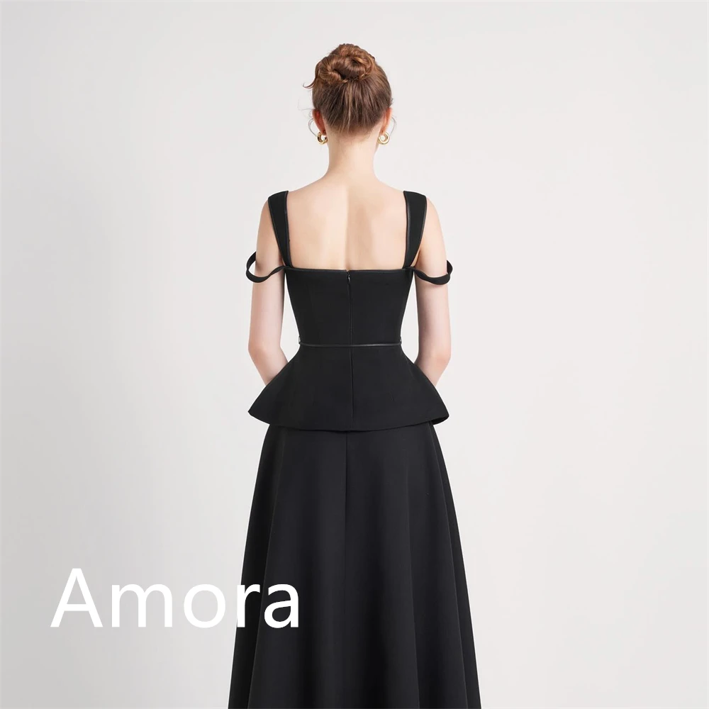 Customized Formal Black Jersey Evening Dress Classic Strapless Off the Shoulder Belt(Sashes) Backless Open Back Party Dress