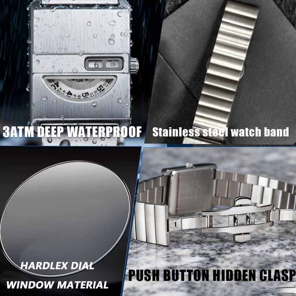 Square Niche Couple Watches Silver Stainless Steel Bracelet Gold New Trendy Men Timepiece Fashionable Gift Unisex Quartz Watche