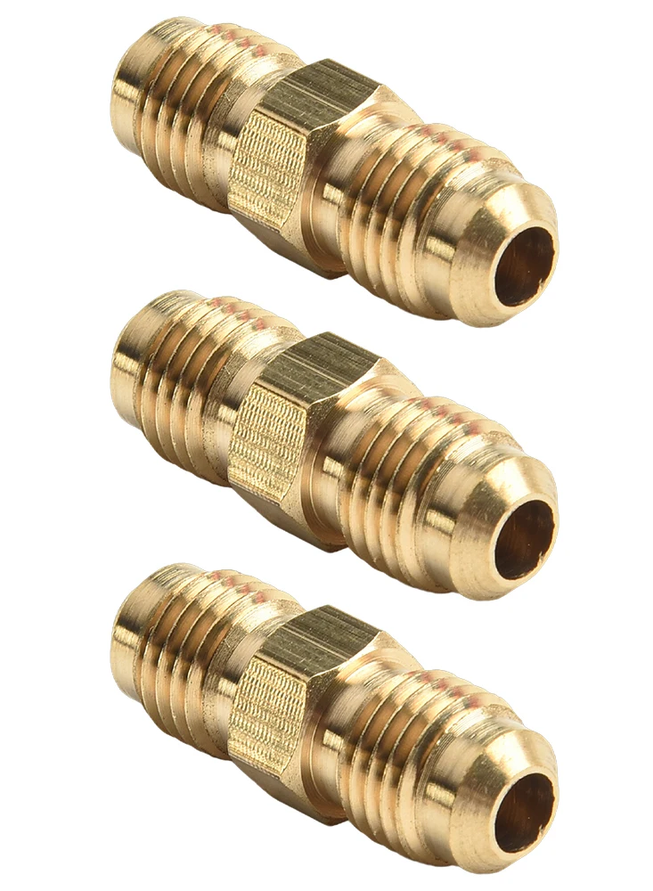 

3pcs Brass Gas Hose Connector 1/4" Left Double Nipple Coupling Propane Gas Threaded Nut Quick Adapter Coupler Connector