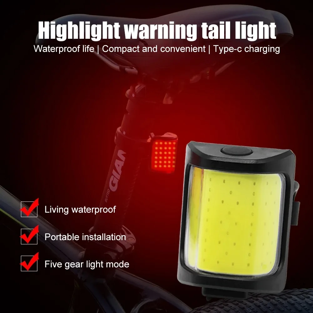 Bike Lights for Night Riding Bicycle Tail Light USB Rechargeable 200 Lumens Warning Light Rear Easy to Install Cycling Lamp