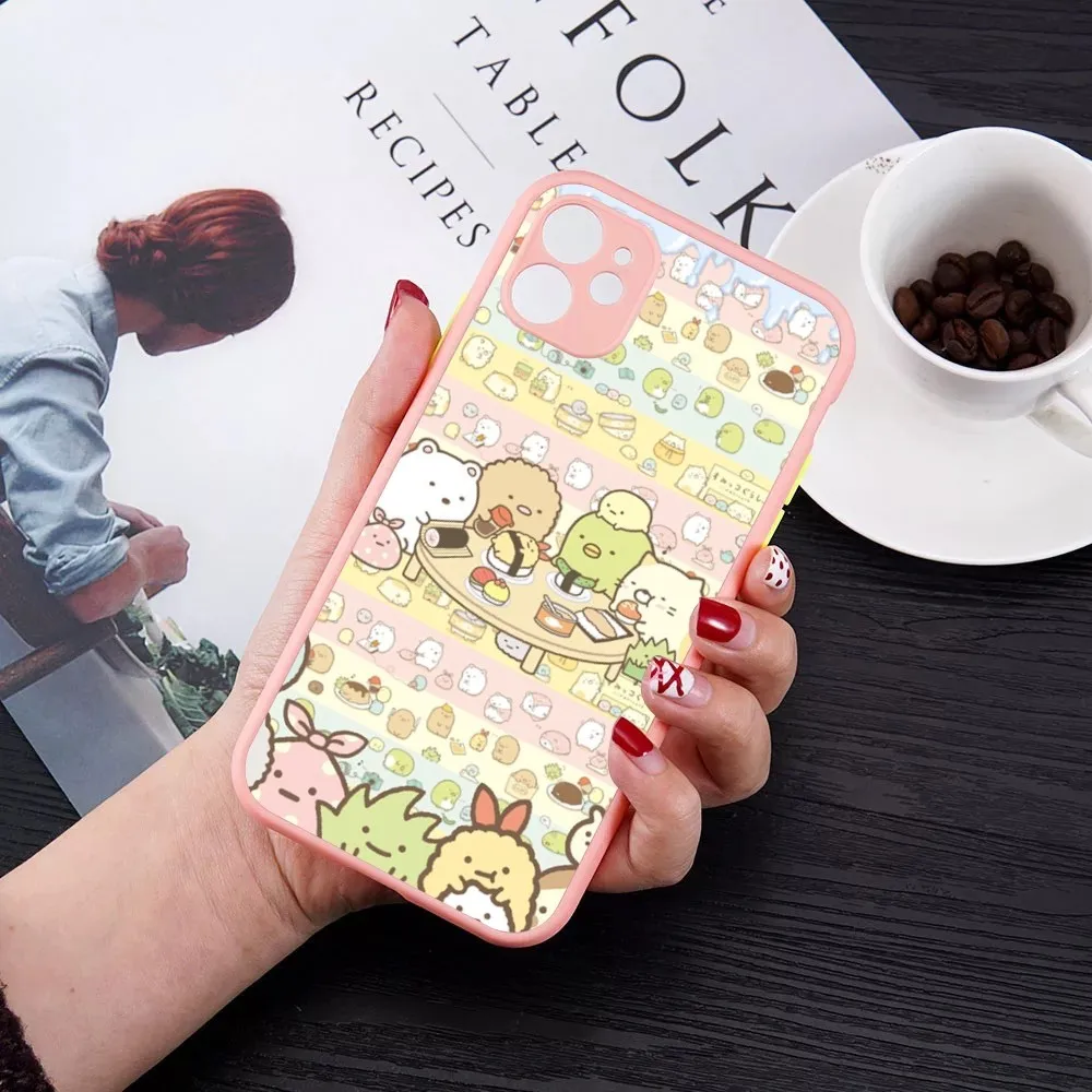 Cute Sumikko Gurashi Phone Case for iPhone 14 11 12 13 Mini Pro Max 8 7 Plus X XR XS MAX Translucent Matte Cover