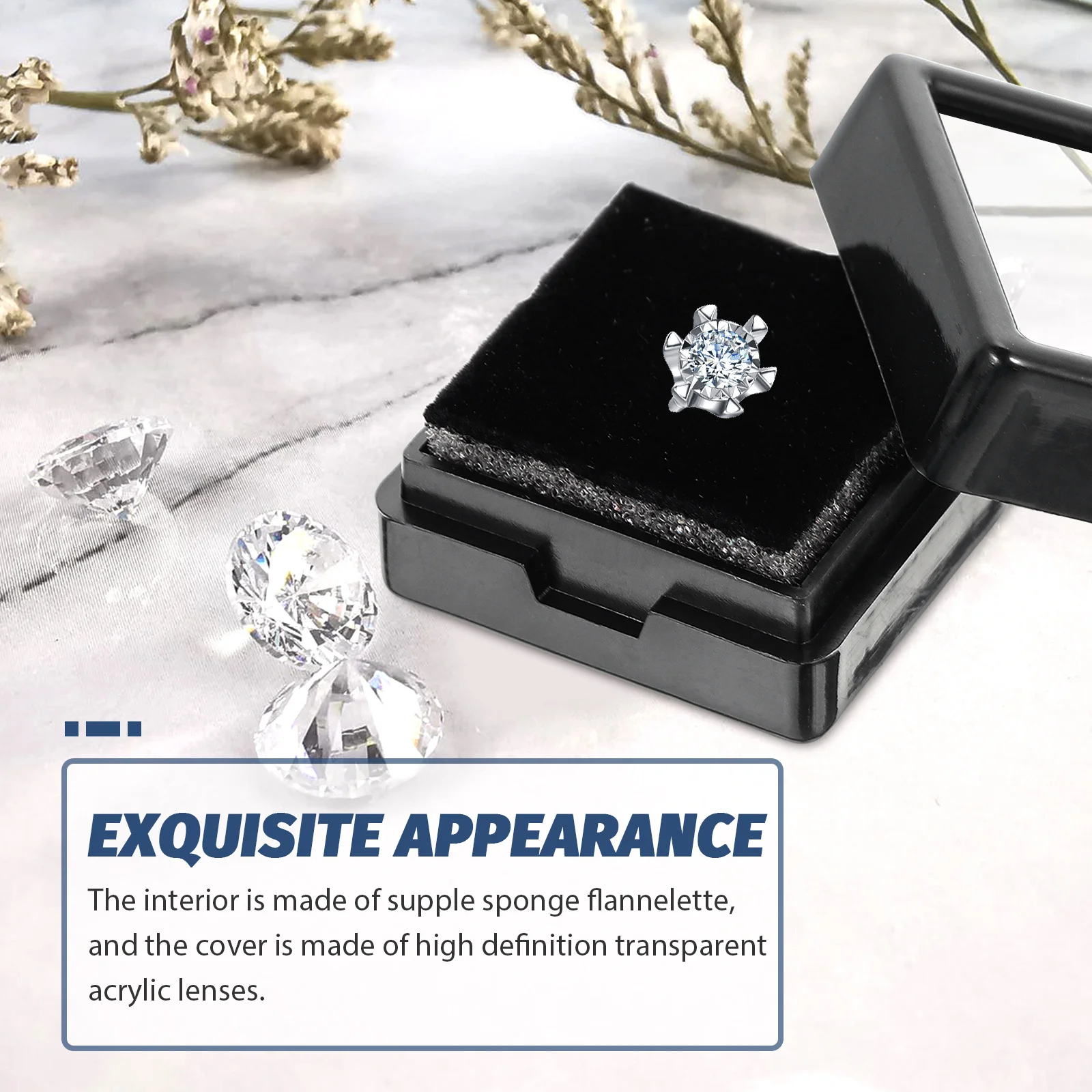 

20pcs Acrylic Ring Box Flip-Lid Storage Case For Proposal Wedding Anniversary Jewelry Display Holder Abs Container Organizer