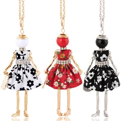 Fashion Necklaces For Women Female Long Pendant Lady Handmade Floral Print Flower Chains Jewelry
