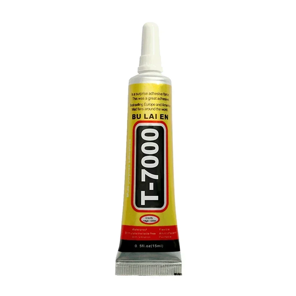 Adhésif de réparation de colle de contact noir bricolage avec pointe applicateur de précision, 15ml, T7000