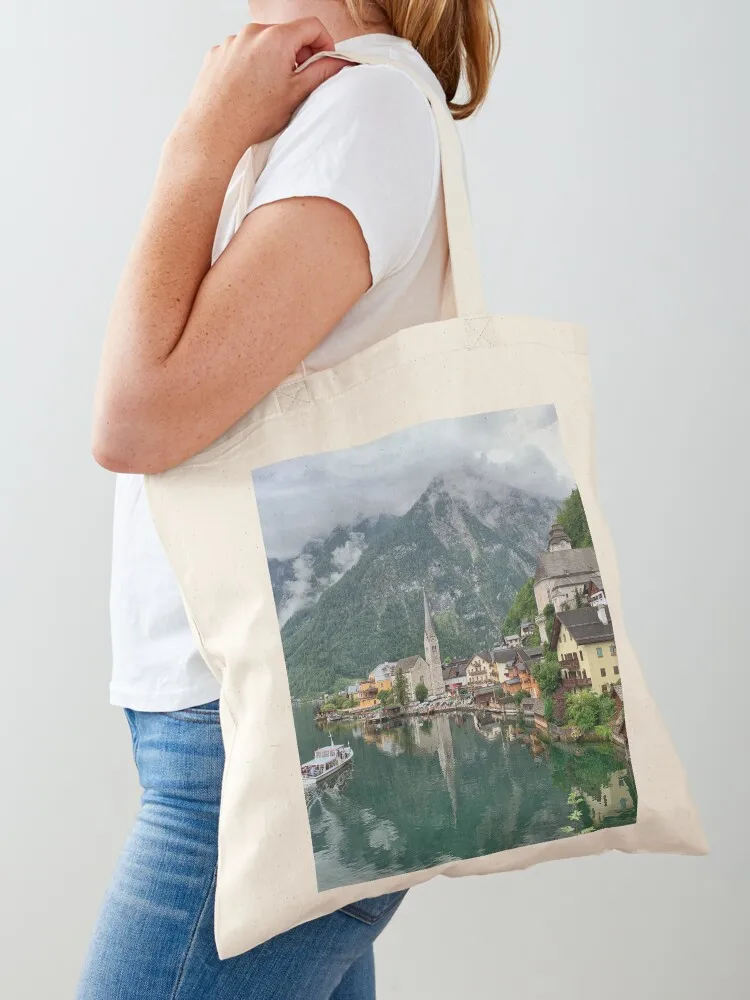 Beautiful Austria Lake Mountains Landscape Tote Bag tote bag men's Handbags custom canvas bag tote bags men