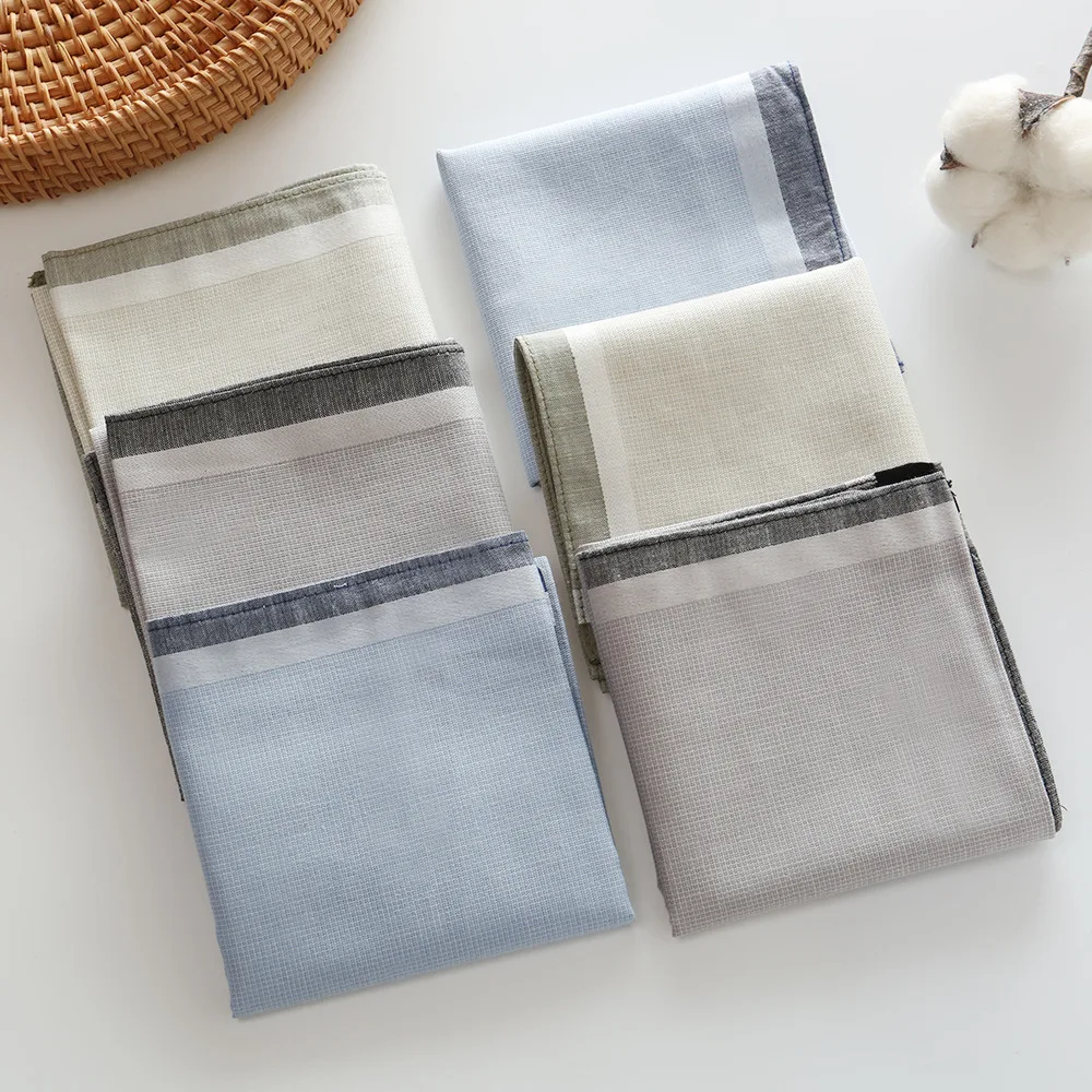 3/6/12Pcs Antique Old-fashioned Nostalgic Thin Handkerchief Soft and Comfortable Dyed Cotton Men's Summer Sweat Towel 43cm