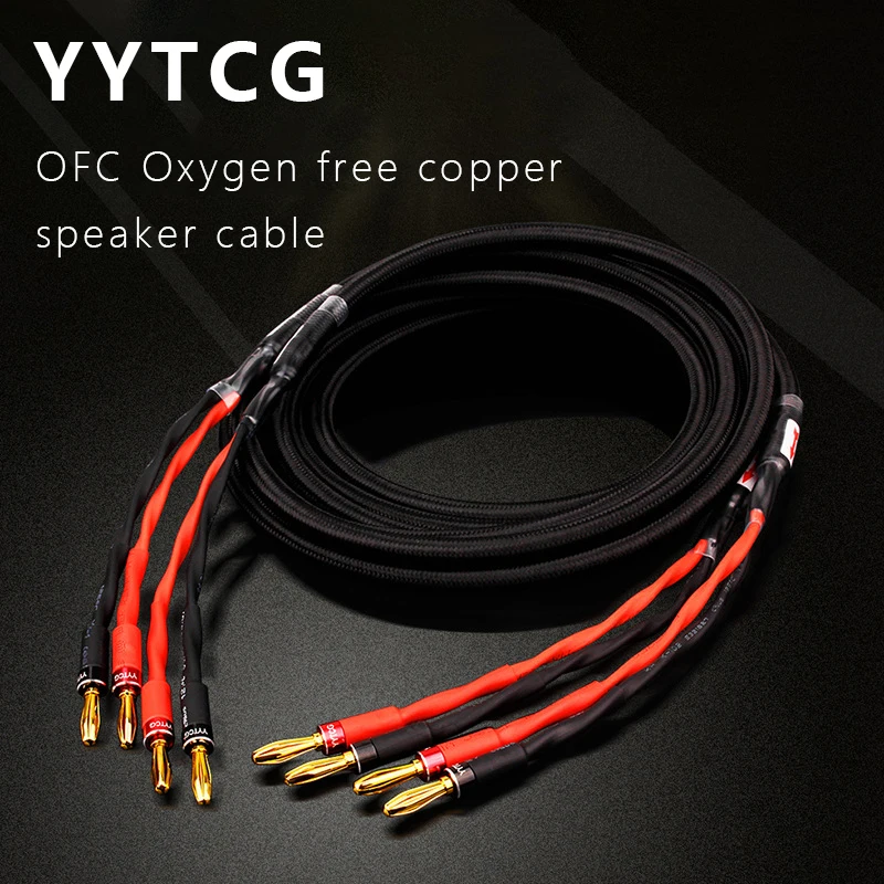 

YYTCG G1-SP1 1 Pair Oxygen-free Copper OFC Audio HiFi Speaker Cable High-end Loudspeaker Cables Banana Spade Plug Wire Line