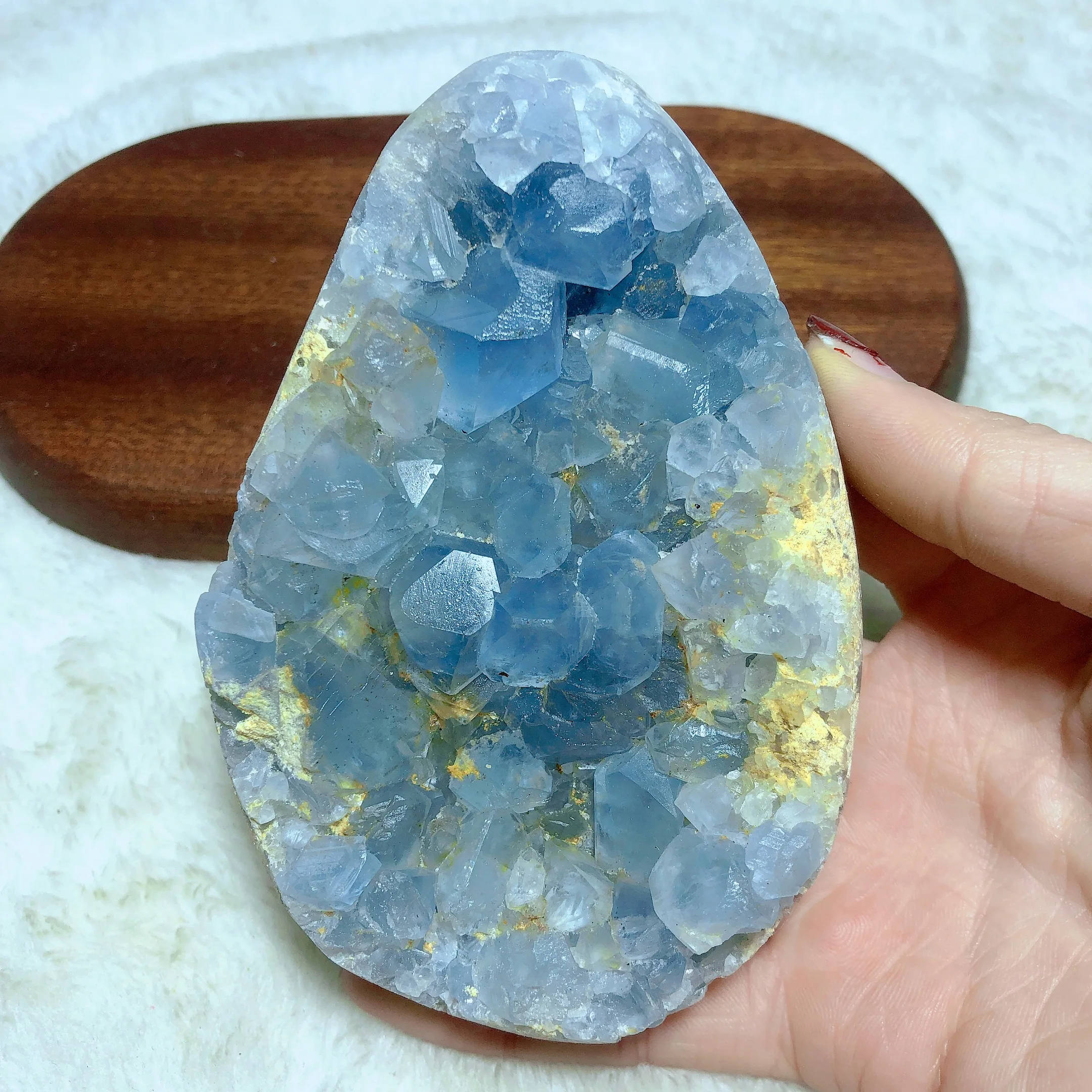 

Natural Crystals Blue Celesite Egg Specimen Raw Stone Gemstone Home Decorations Geode Energy Holiday Gift