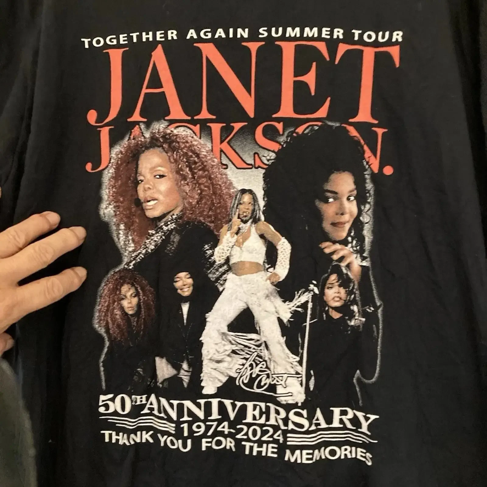 Camiseta unisex Janet Jackson 50 aniversario negra XL usada y exclusiva vintage Washed graphic Top For Everyday Wear streetwear